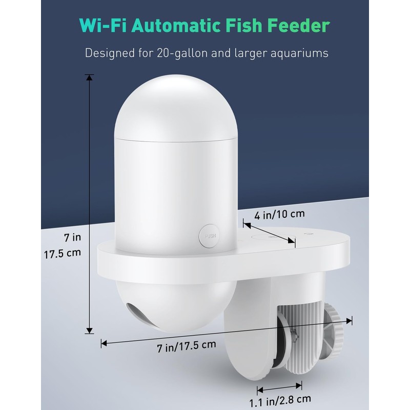Pawfly WiFi Automatic Fish Feeder for Aquariums, Smart Auto Fish