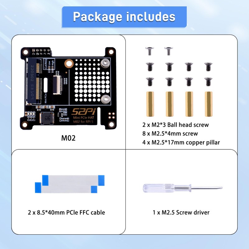GeeekPi PCIe Express to Mini PCIe HAT M02 for Raspberry
