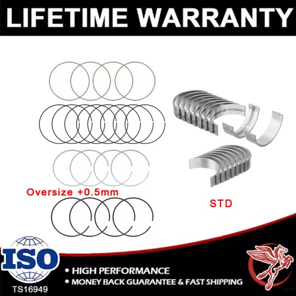 CarBole Oversize +0.5MM Piston Rings & STD Bearing Kit For