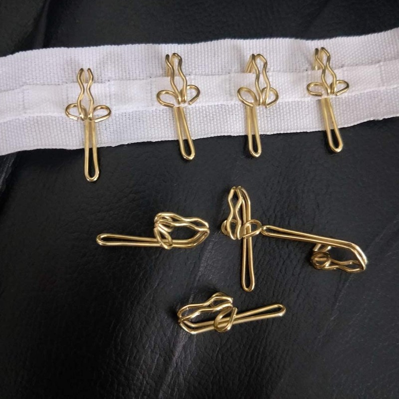 kuou 100 Pieces Brass Curtain Hooks, Metal Curtain Hook Brass