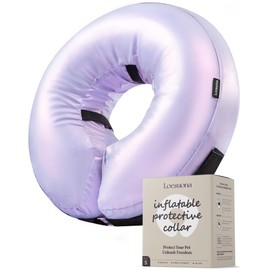 Inflatable Dog Cone Collar , Leak-Free Dog Donut Collar After Surgery , Soft Cone for Large Medium Small Dogs Cats to Stop Licking, E Collar Alternative for Recovery - purpul S