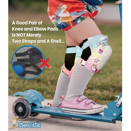 Simply Kids Knee and Elbow Pads with Wrist Guards, HardSoft Pad Tech. - CPSIA Certified Protective Gear Set - Inline Roller Skate Skateboard Bike Knee Pads for Kids Child Girls Boys Toddler Youth