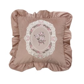 SOPHELEG Flounce Embroidery Throw Pillow Case Coral Pink Throw Pillow Cover 45 * 45cm Living Room Decor Pillow Case Bedroom Decor Farmhouse Decor Pillow Cover for Sofa Bed Living Room