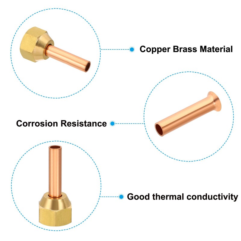 PATIKIL 1/4" (6.35mm) ID Copper Tube Flare Fitting with Nuts,