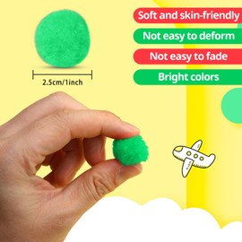 WONVOC Pom Poms 160 pcs, Pom Poms 1 Inch, 4 Colors Crafts Pom Poms Bulk, for Home and Class Creative Activities, Home Decoration, DIY Arts and Crafts, Green, Grass Green, Light Green & White