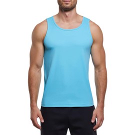 Fioboc Men's Tank Tops Quick Dry Summer Sleeveless Athletic Muscle Shirts Bodybuilding Gym Workout Fitness Tank Tops for Men, Sky Blue 4XL