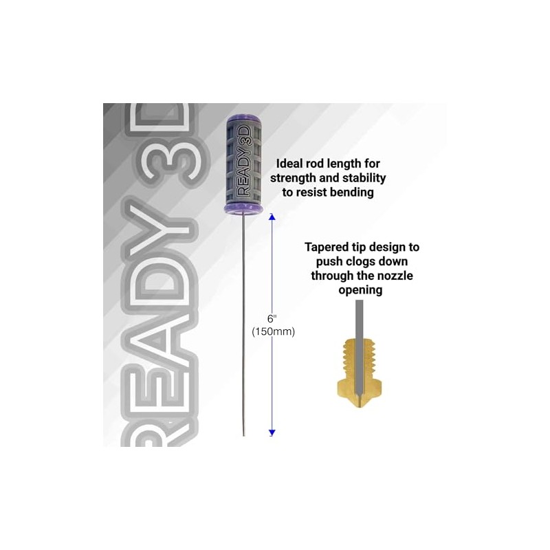 READY 3D High Strength Steel 3D Printer Nozzle Unclogger Cleaner