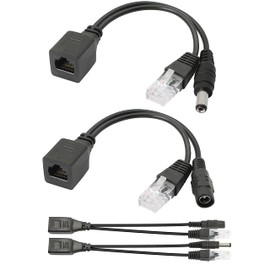 Passive POE Adapter Cable,2Pair POE Injector and POE Splitter Kit with 5.5x2.1mm DC Connector for WLAN, Routers, Switches,Internet Telephony,IP Cameras