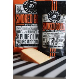 Pop Daddy Flavored Pretzels Sticks, Healthy Gourmet Pretzels Snacks, 7.5oz Individual Bags, 3 Pack, Smoked Gouda