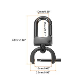 sourcing map 4Pcs Swivel Clasps Hook, 16mm(5/8 Inch) D Ring Detachable Snap Hook Metal Lobster Claw Clasp Hook with Screwdriver for Purse Keychain DIY Craft, Black