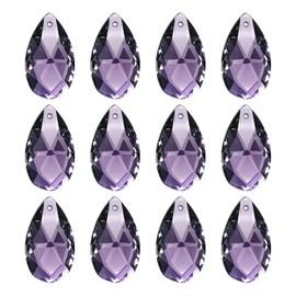 PATIKIL K9 Crystal Pendants Teardrop Beads, 12 Pack 28mm Chandelier Prisms Parts Hanging Beads DIY Lamp for Arts Crafts Decoration, Dark Purple