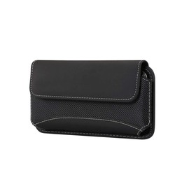 DFV mobile - Belt Case Cover Horizontal New Leather & Nylon for Cricket Splendor (2021) - Black