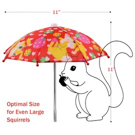 Squirrel Feeder Umbrella, Squirrel Picnic Table Umbrella for Outside, Replacement Mini Umbrella for Squirrel (Red Floral)