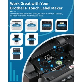 P Touch Label Tape 18mm Black Replacement for Brother TZe-345 TZe345 TZe TZ Tape 18mm 0.7 Laminated Black Label Maker Tape, Compatible with Brother PT-D400 PT-D410 PT-D600 PT-D610BT PT-P710BT, 4-Pack