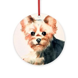 CafePress Classic Yorkie Round 4" MDF Holiday Ornament