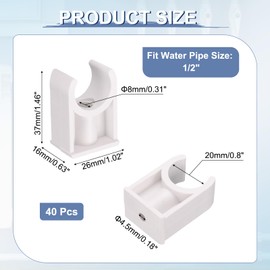 uxcell 40 Pcs PVC Water Pipe Clamps Clips, 20mm ID U-Shaped Water Pipe Buckles Pipe Tubing Clamps Pipe Support Holder for 1/2" Water Pipe Tubing Hose TV Trays Hanger Support Tubing, White