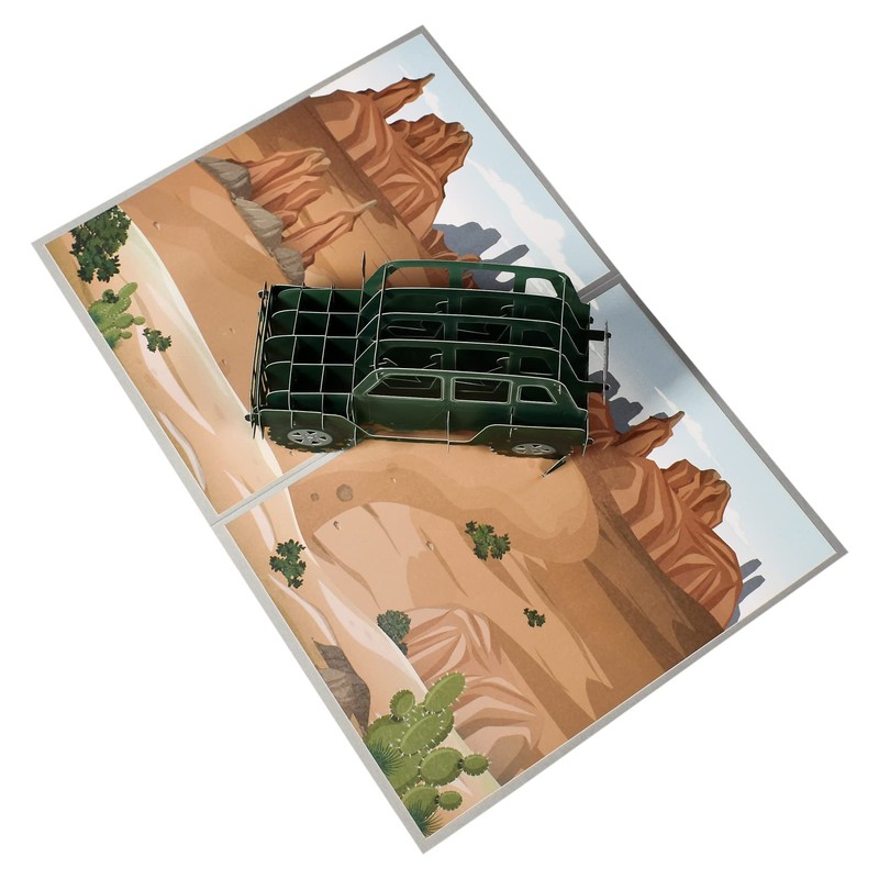 Magic Ants 3D SUV車のポップアップカード、誕生日のための手作りの3Dグリーティングカード、父の日、子供のお父さんの夫のための誕生日カード、すべての機会