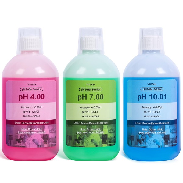 YINMIK pH Calibration Solution, 4.00 7.00 & 10.01 pH Buffer