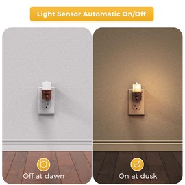 L LOHAS LED Night Light, 2 Pack Flameless Candle Night Light Plug in, Dusk to Dawn Sensor, 0-100LM Dimmable Nightlight, 3000K Soft White, Vintage Decorative Night Lights for Hallway Bathroom