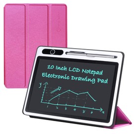 LCD Writing Tablet 10 inch Electronic Handwriting Pad Doodle Board with Leather Protective Case Christmas Birthday Gifts for Kids Adults at Home School Office(Pink)