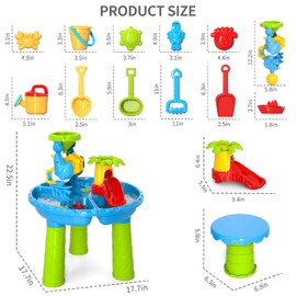 WATUDOU 3-in-1 Water Sand Table Outside Toys for Toddlers, Summer Outdoor Beach Backyard Toys Water Table for Kids Todllers 3-5, Activity Sensory Tables Birthday Gifts for Boys Girls