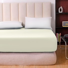 Prime Linens Extra Deep 30Cm Plain Fitted Sheet, Elastic Pocket Breathable Soft Polyester Cotton Bed sheet Machine Washable Fade Resistant (Cream, Double)