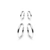 2 Pair Set Sterling Silver 3mm Small and Medium Polished
