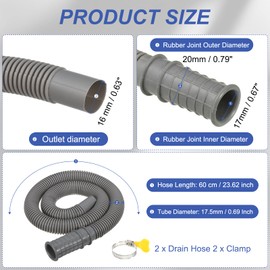 PATIKIL 2Ft Air Conditioner Drain Kit, 2 Set Universal AC Drain Hose Connector Hose with Clamp & Rubber Adapter for Mini-Split Window Portable AC Unit Dehumidifier Faucet, Dark Gray