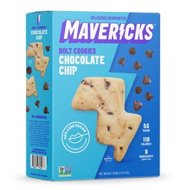 MAVERICKS Mavericks Chocolate Chip Bolt Cookies - Vegan Friendly Chocolate Chip Cookies, Healthy, Dairy Free, Plant Based Snack for Kids, Nut Free, 40% Less Sugar - 7 oz Box (1 Pack)
