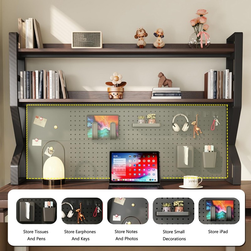 Desk Shelf, 2-Tier Desktop Organizer, 53.1" L,Desk Hutch Storage Rack