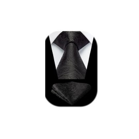 HISDERN Men's Paisley Tie Formal Casual Floral Ties Pocket Square Wedding Party Funeral Tie Sets for Men, black