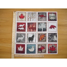 Quilting Treasures/Dan Morris Wild Life Deer Bear Moose Wolf Fish  (A) Cotton Quilt Fabric Panel Blocks (16)