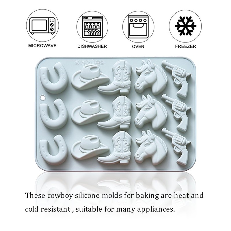 2 Pack Cowboy Silicone Molds Western Themed Chocolate Molds Cowboy
