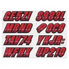 STIFFIE Techtron Red/Black 3" Alpha-Numeric Registration Identification Numbers Stickers Decals