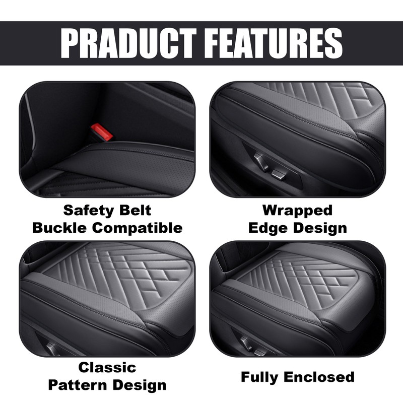 ZIMISI Leather Front Car Seat Covers, Anti-Slip Breathable Bottom Car