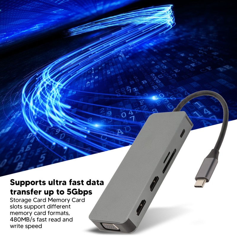 USB C Hub USB C to 3USB 2xHDTV VGA USB