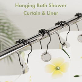 Black Shower Curtain Hooks, Amazer Shower Curtain Hooks, Shower Hooks for Shower Curtain, Decorative Shower Curtain Hooks Rust Proof Stainless Steel Shower Curtain Hooks Set of 12
