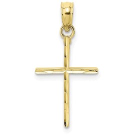 Unbranded 10k Yellow Gold Shiny-Cut & Polished Cross Pendant