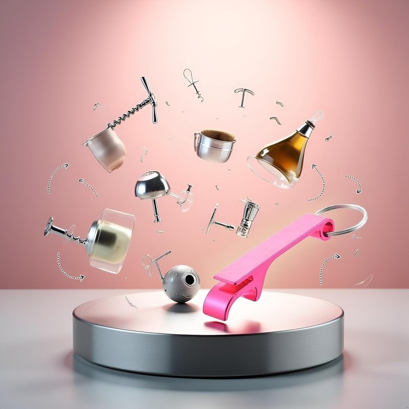Pink Portable 4 Close 1 Bottle Opener Key Chain Key