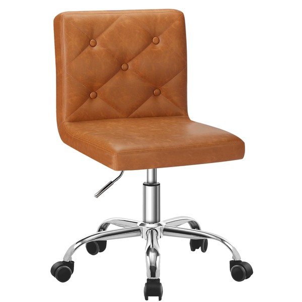 VECELO PU Leather Mid-Back Armless Desk Chair Adjustable Height 360°