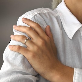 Silverly Women's 925 Sterling Silver Heart Pulse Heartbeat Zig-Zag Ring