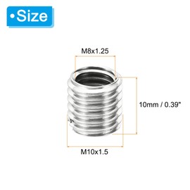PATIKIL Thread Adapters Sleeve Reducing Nut, 20 Pcs M10x1.5 Male to M8x1.25 Female Repairing Insert Nut Screw Reducer Stainless Steel Fastener 10mm