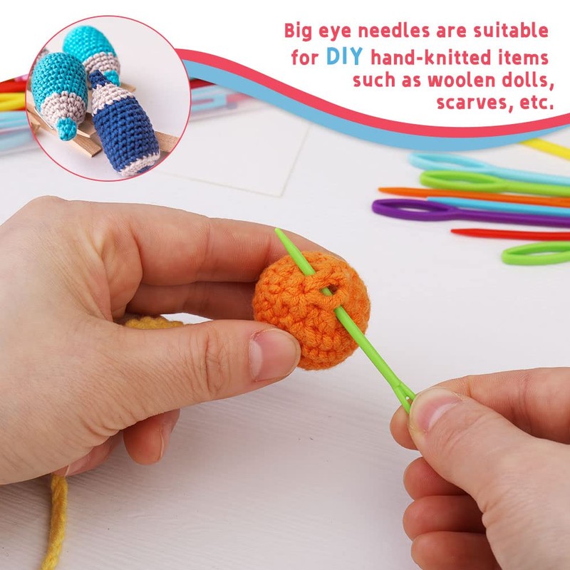 LUNARM 50PCS Yarn Needles Set Assorted Plastic Big Eye Sewing