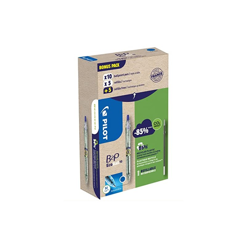 Pilot 94297 Bonuspack 10 Pens and 10 Refills B2P Ecoball,