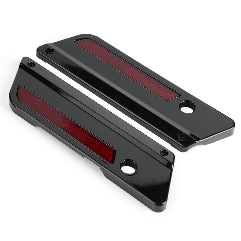 2pcs Motorcycle Saddlebag Latch Cover Reflectors for Glide Touring 94-17