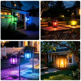 Solar Lanterns Outdoor Waterproof Lights, RGB Color Changing Light 2pack