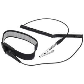 QUARKZMAN ESD Anti-Static Wrist Strap 11 Inch Circumference Adjustable Antistatic Bracelet Set Wire Alligator Clip for Computer Electronics Repair Black