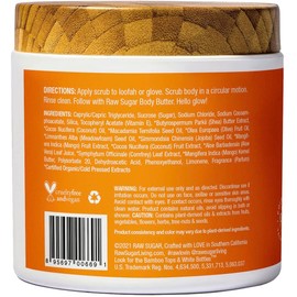 RAW SUGAR, Exfoliante Corporal a Base de Azúcar, Suaviza y Revitaliza la Piel, con Coco y Mango, Prensado en Frío, Vegano, Libre de Sulfatos y Parabenos, 425 g