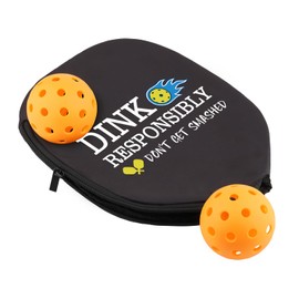 PWHAOO 2PC Pickleball Paddle Covers Funny Pickleball Paddle Pouch Gift Impeccable Gift For Pickleball Players & Fans (Dink Responsibly Paddle)