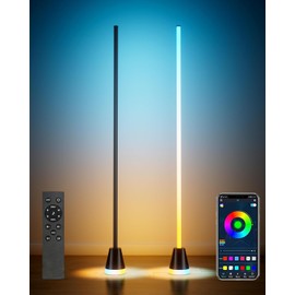 2 Pack Corner Floor Lamp, Smart RGB LED 60 Inch Standing Lamp with 344 LEDs, App & Remote Control, 16 Million Colors & Music Sync for Bedroom, Gaming Room, Home Decor, Modern Ambient Lighting